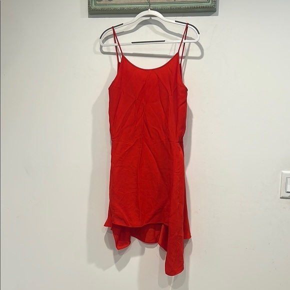 Vanessa Bruno Silk asymmetrical Red Spaghetti Strap Dress mini 36 size 2-4 - Picture 7 of 10